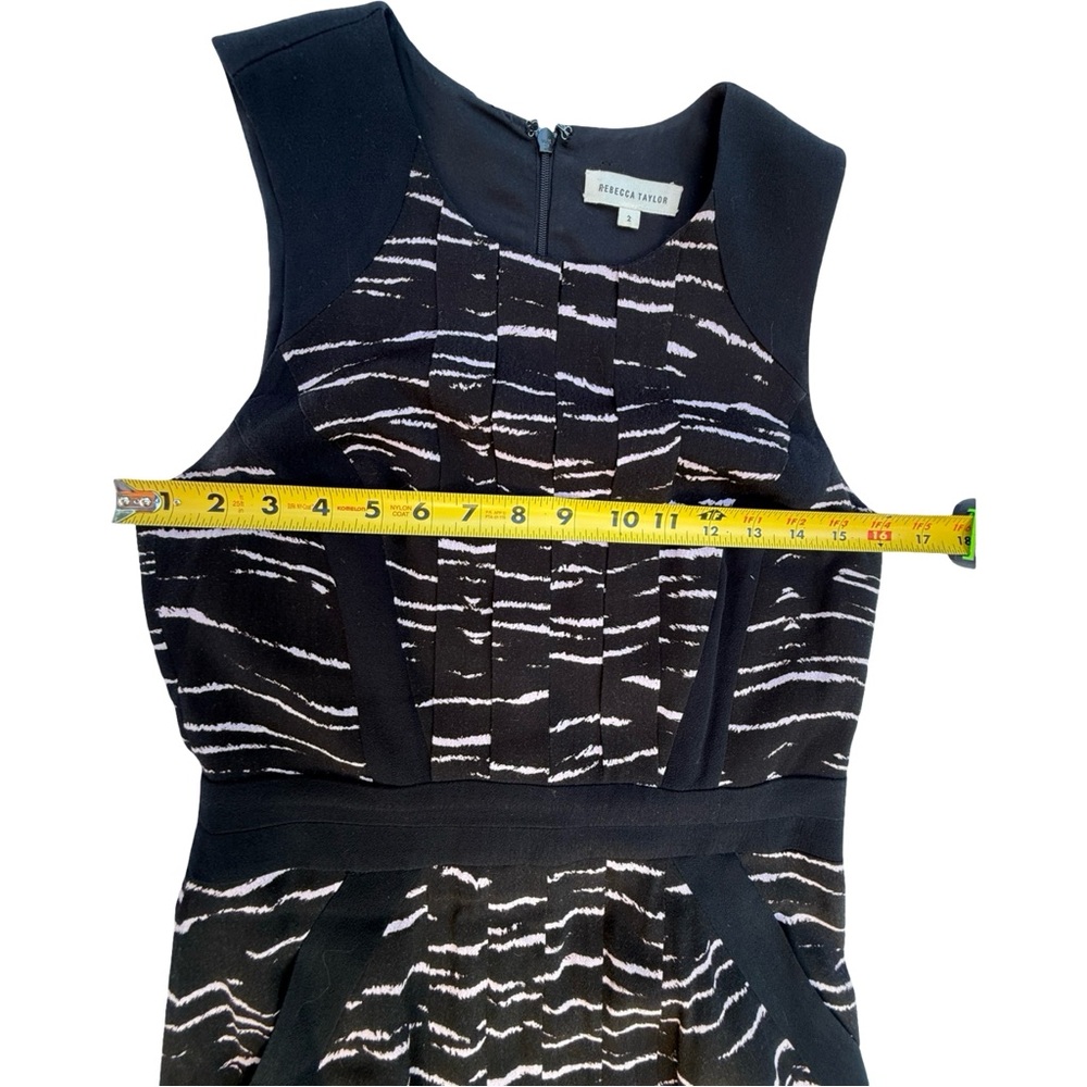 Rebecca Taylor NWOT Colorblock Panel Skater Dress Brushstroke Print Size 2 - Picture 8 of 9
